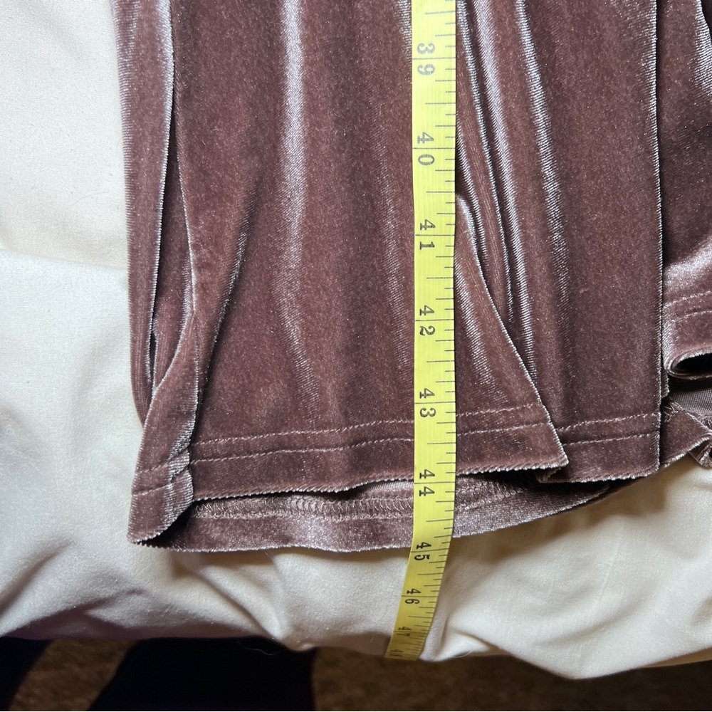 SHEIN Deep Brown Velvet Long Sleeve Women’s XS Dress Empire Waist V Neck - Picture 11 of 16